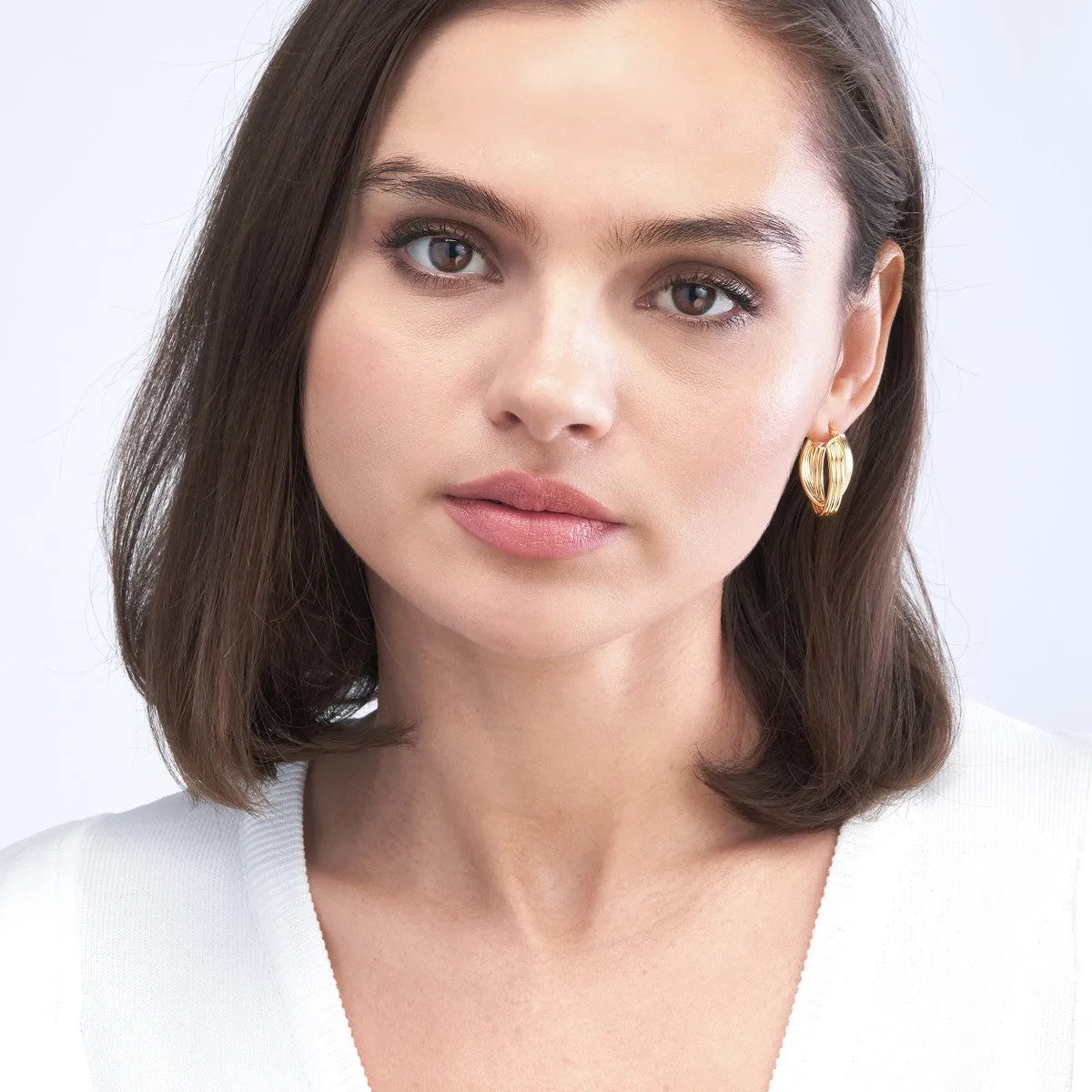 14K Yellow Gold Multi Tube Knot Hoops Hinge Closure - Earrings - by Dazyle