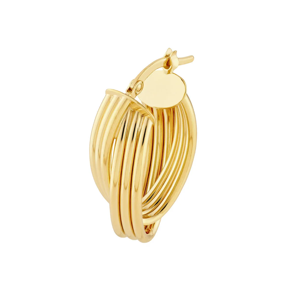14K Yellow Gold Multi Tube Knot Hoops Hinge Closure - Earrings - by Dazyle