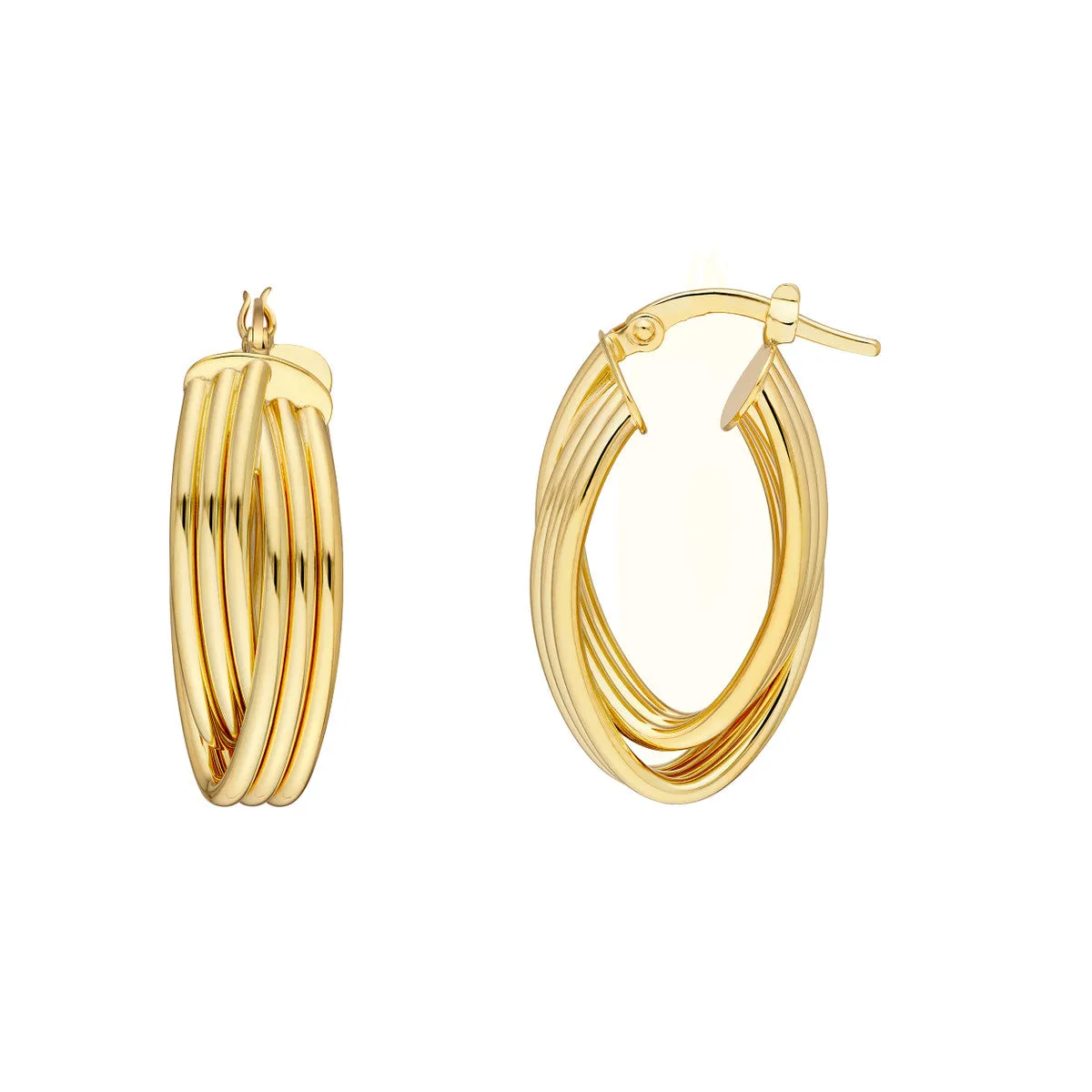 14K Yellow Gold Multi Tube Knot Hoops Hinge Closure - Earrings - by Dazyle