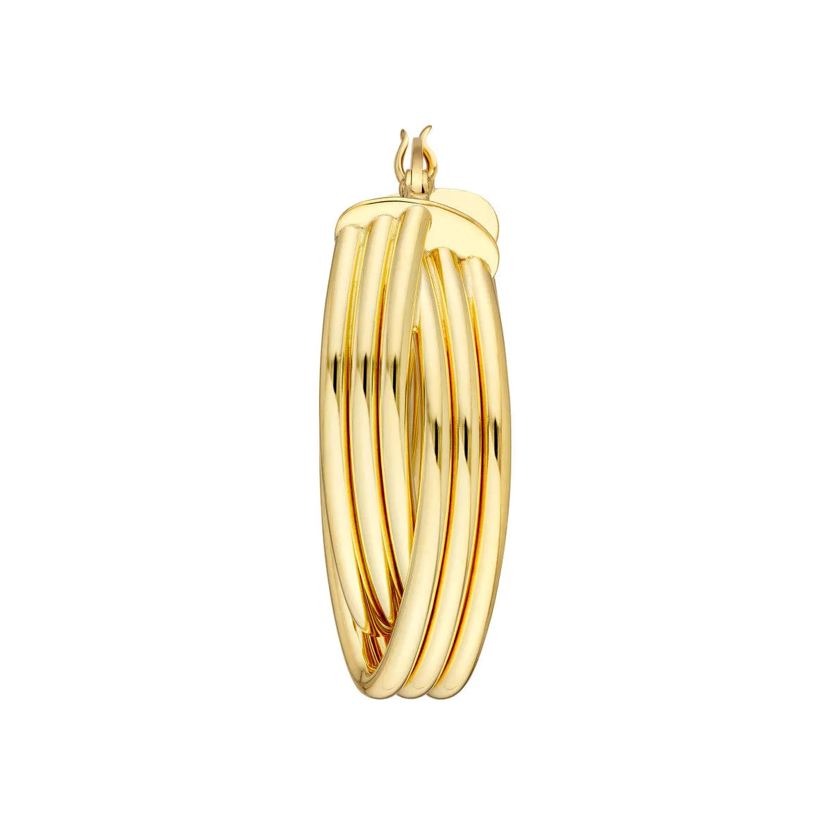 14K Yellow Gold Multi Tube Knot Hoops Hinge Closure - Earrings - by Dazyle