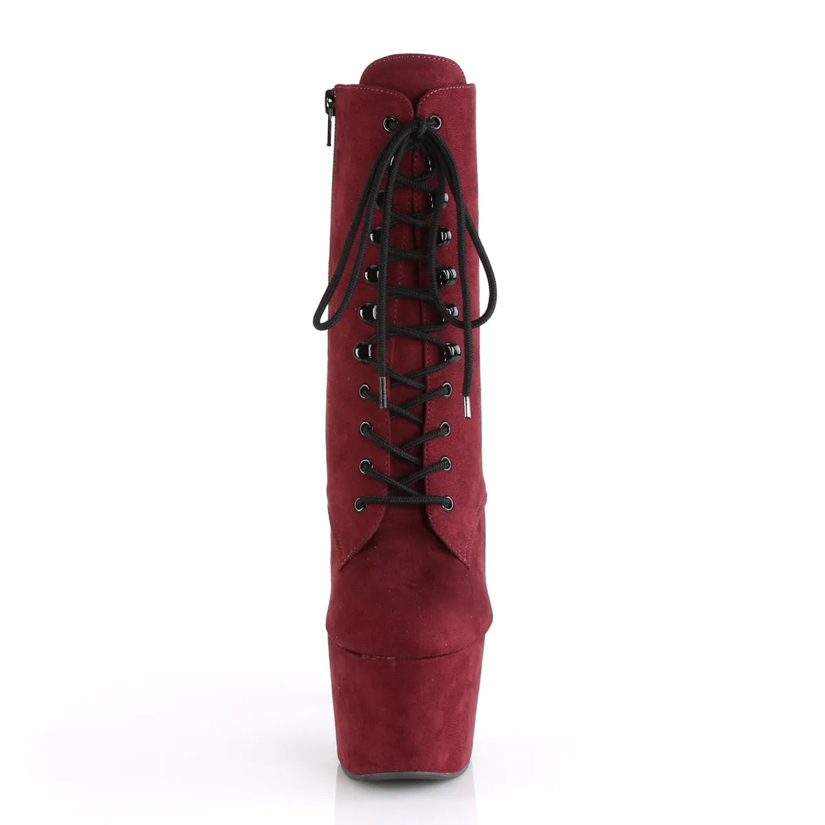 Adore 1020FS Burgundy Red Vegan Suede 7" Heel Platform Ankle Boots