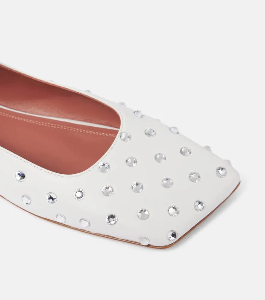 Amina Muaddi Ane crystal-embellished leather flats