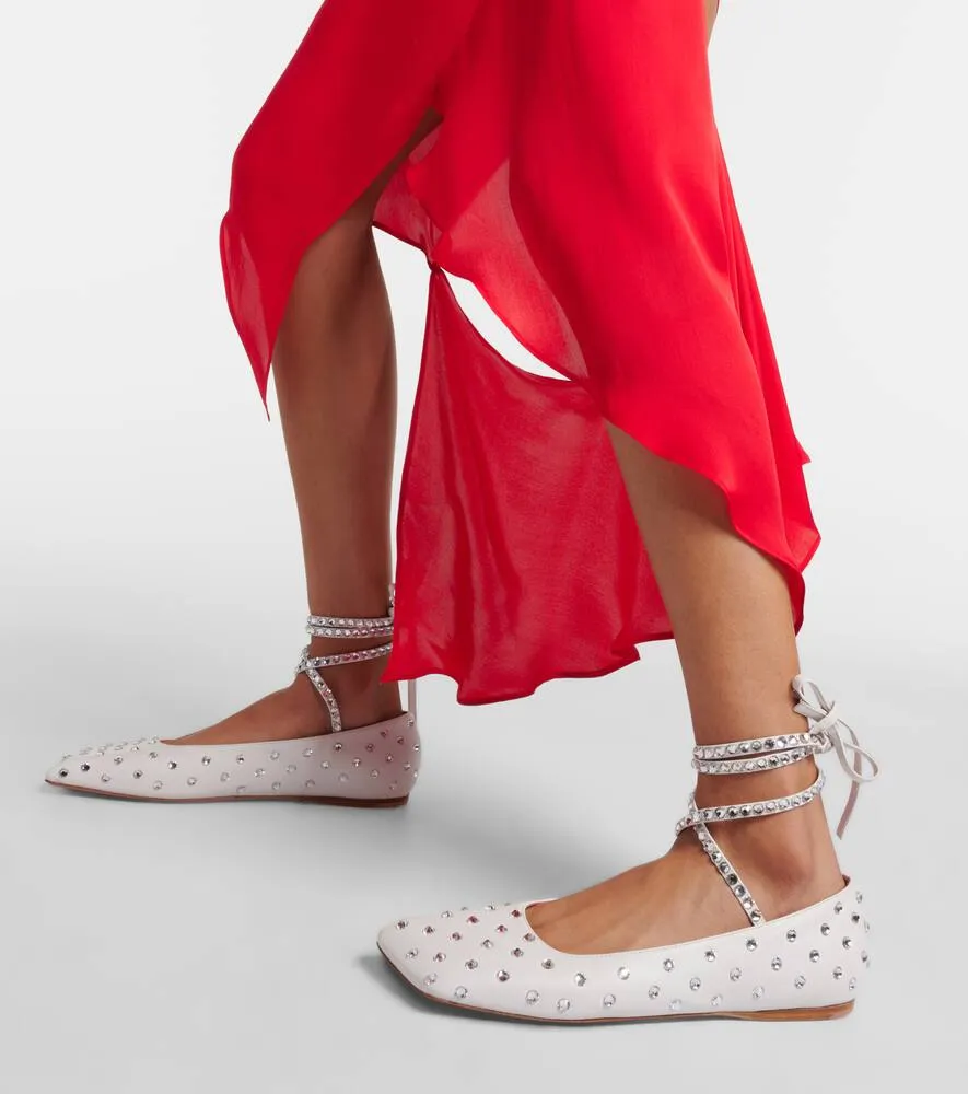 Amina Muaddi Ane crystal-embellished leather flats