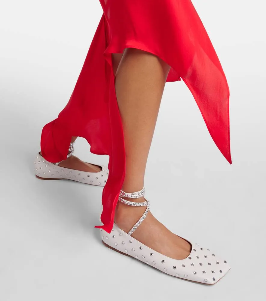 Amina Muaddi Ane crystal-embellished leather flats