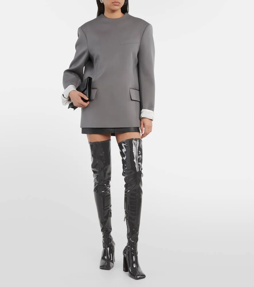 Amina Muaddi Marine Stretch 95 latex over-the-knee boots