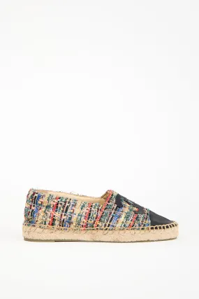 Black & Multicolour Tweed CC Espadrille Flat