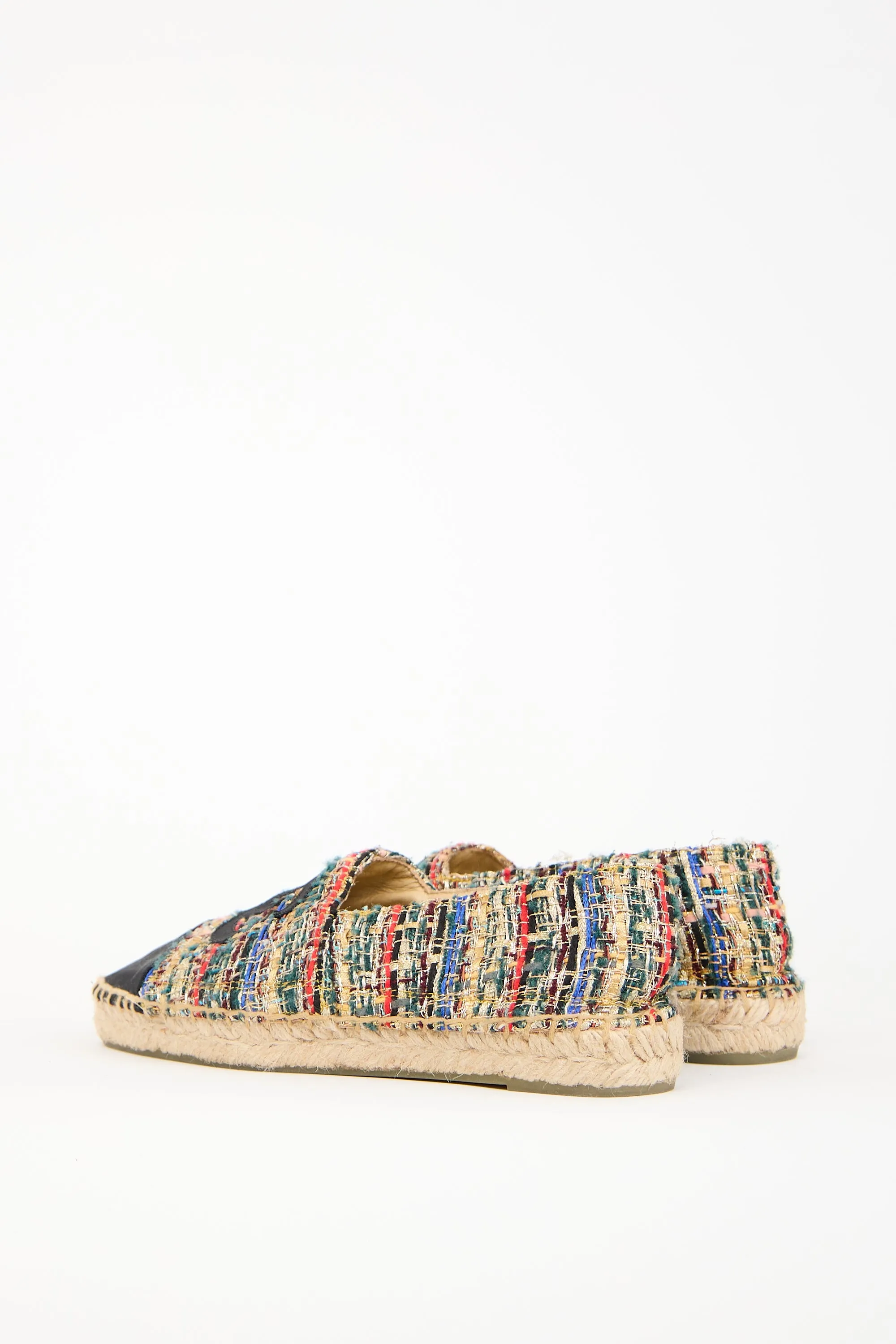 Black & Multicolour Tweed CC Espadrille Flat