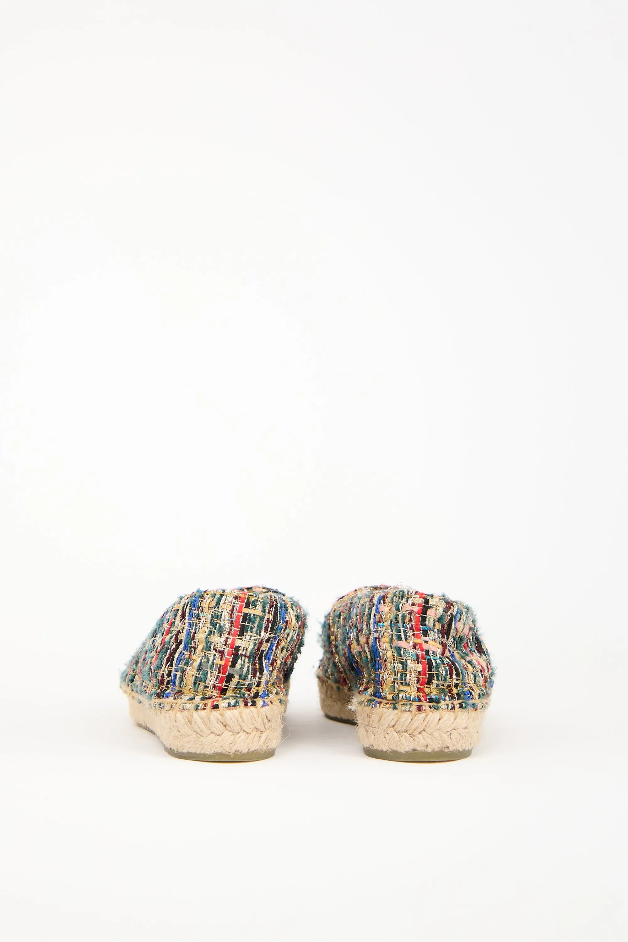 Black & Multicolour Tweed CC Espadrille Flat
