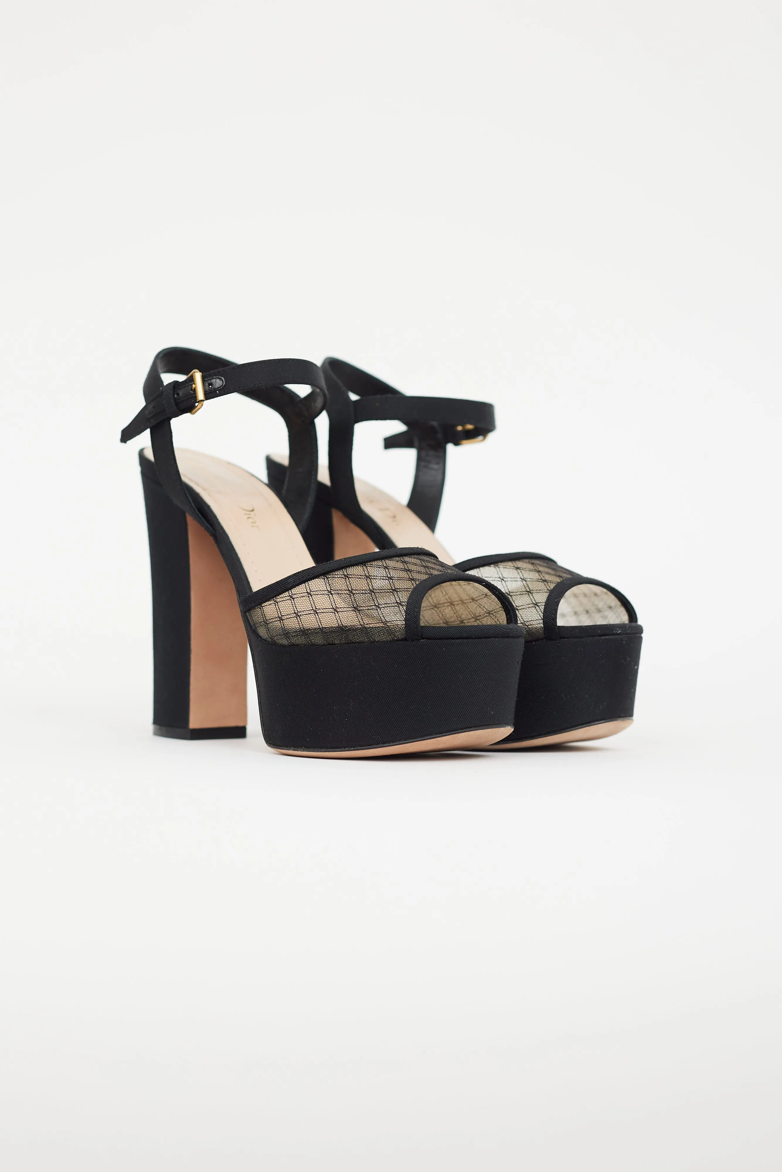 Black Goldendior Mesh Platform Heel