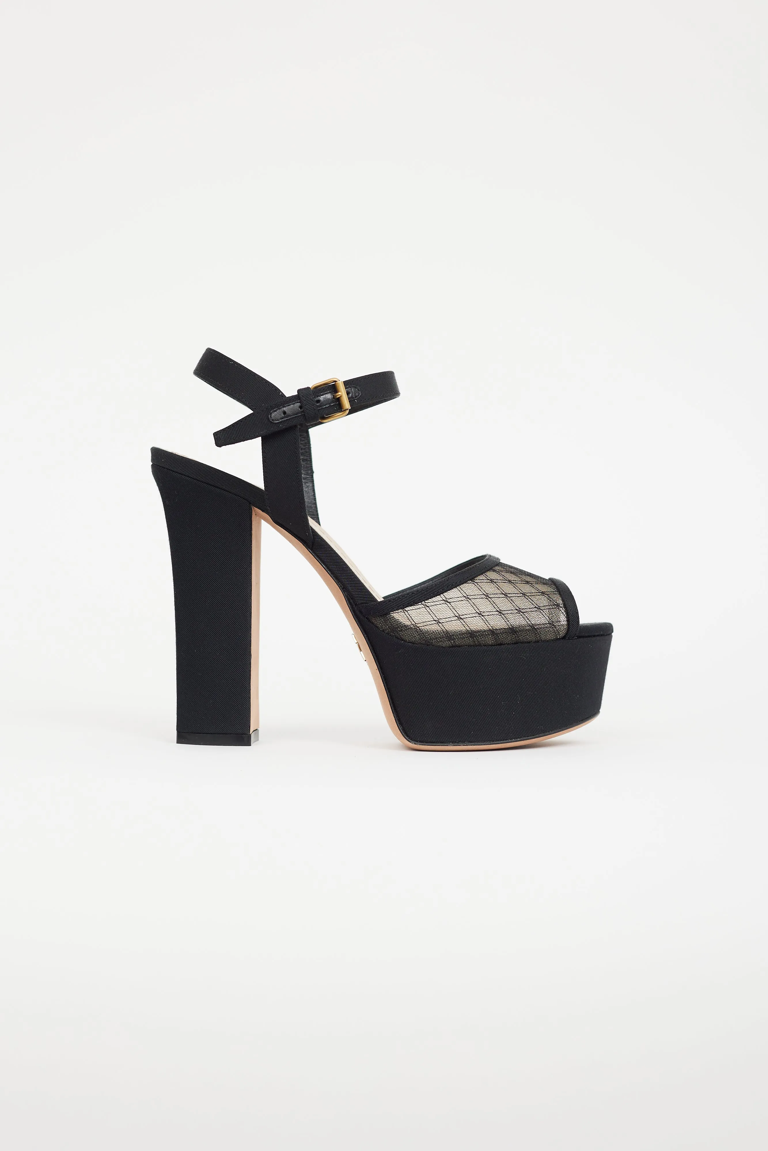 Black Goldendior Mesh Platform Heel