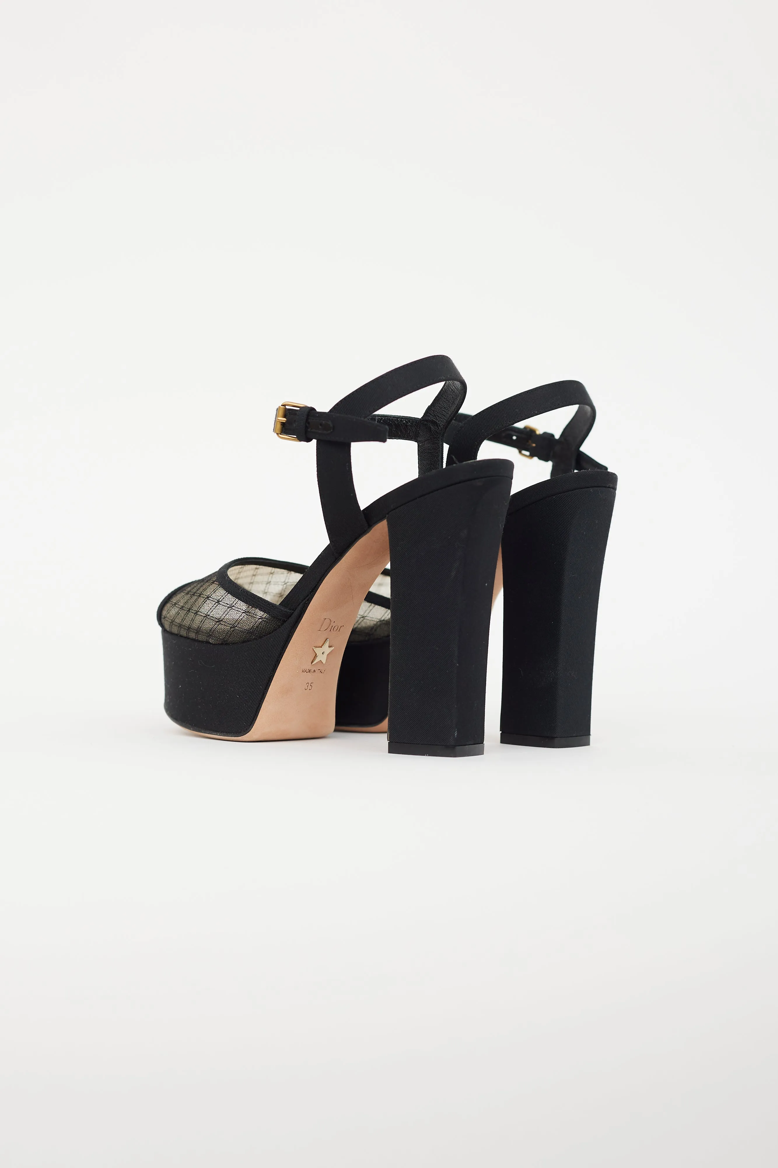 Black Goldendior Mesh Platform Heel