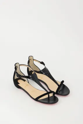 Black Patent Leather & Suede Athena Sandal