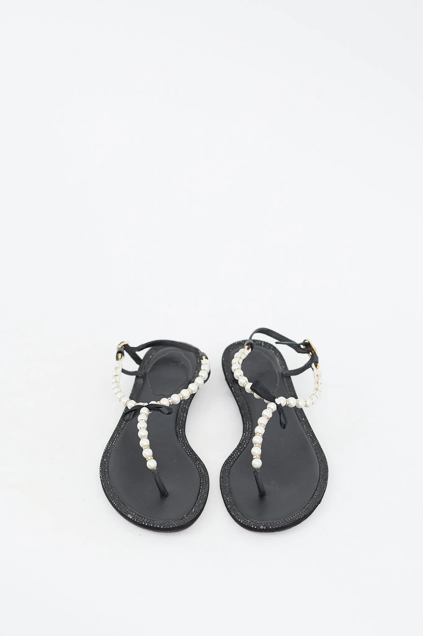 Black Pearl & Crystal Embellished Sandal