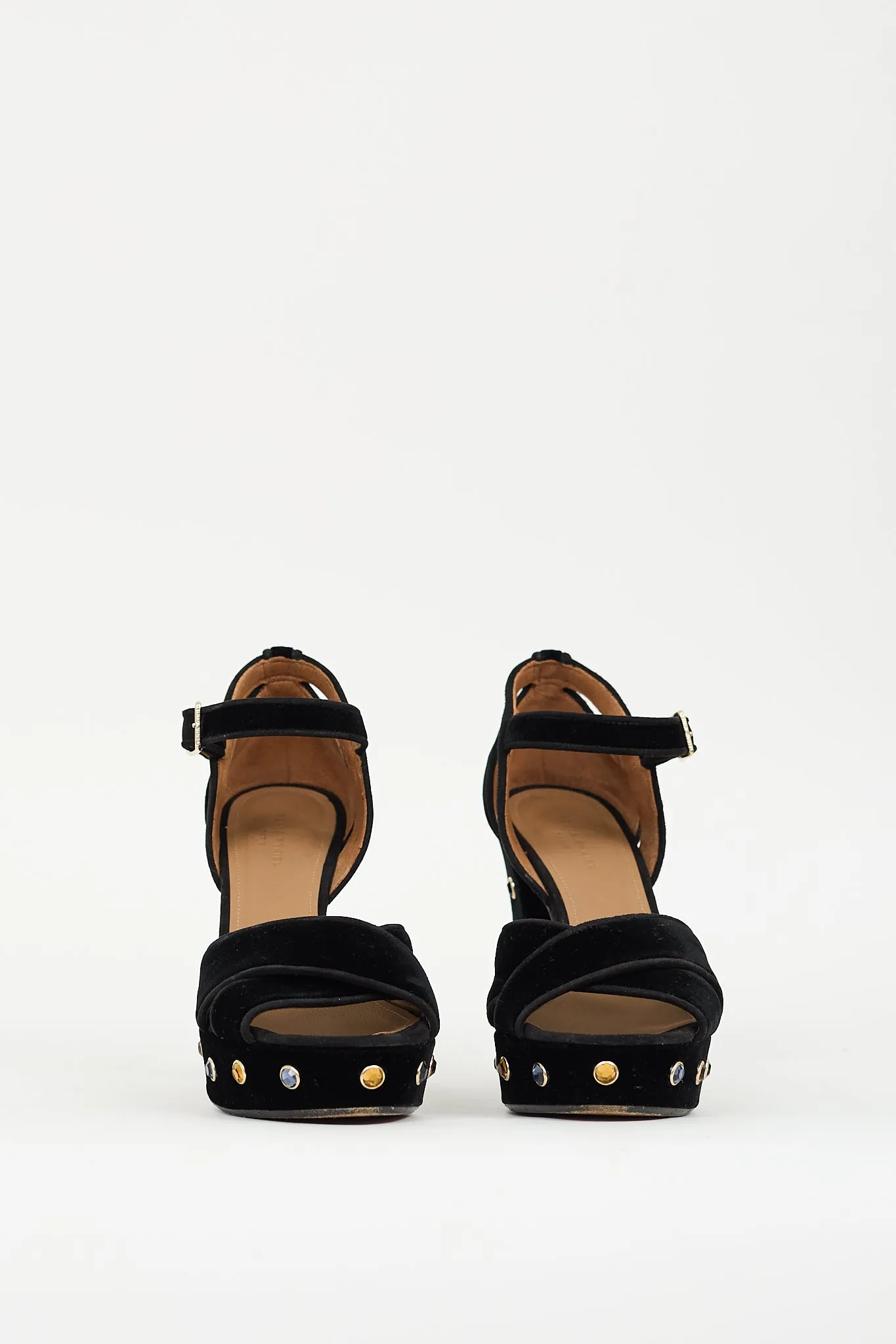 Black Velvet Embellished Platform Heel