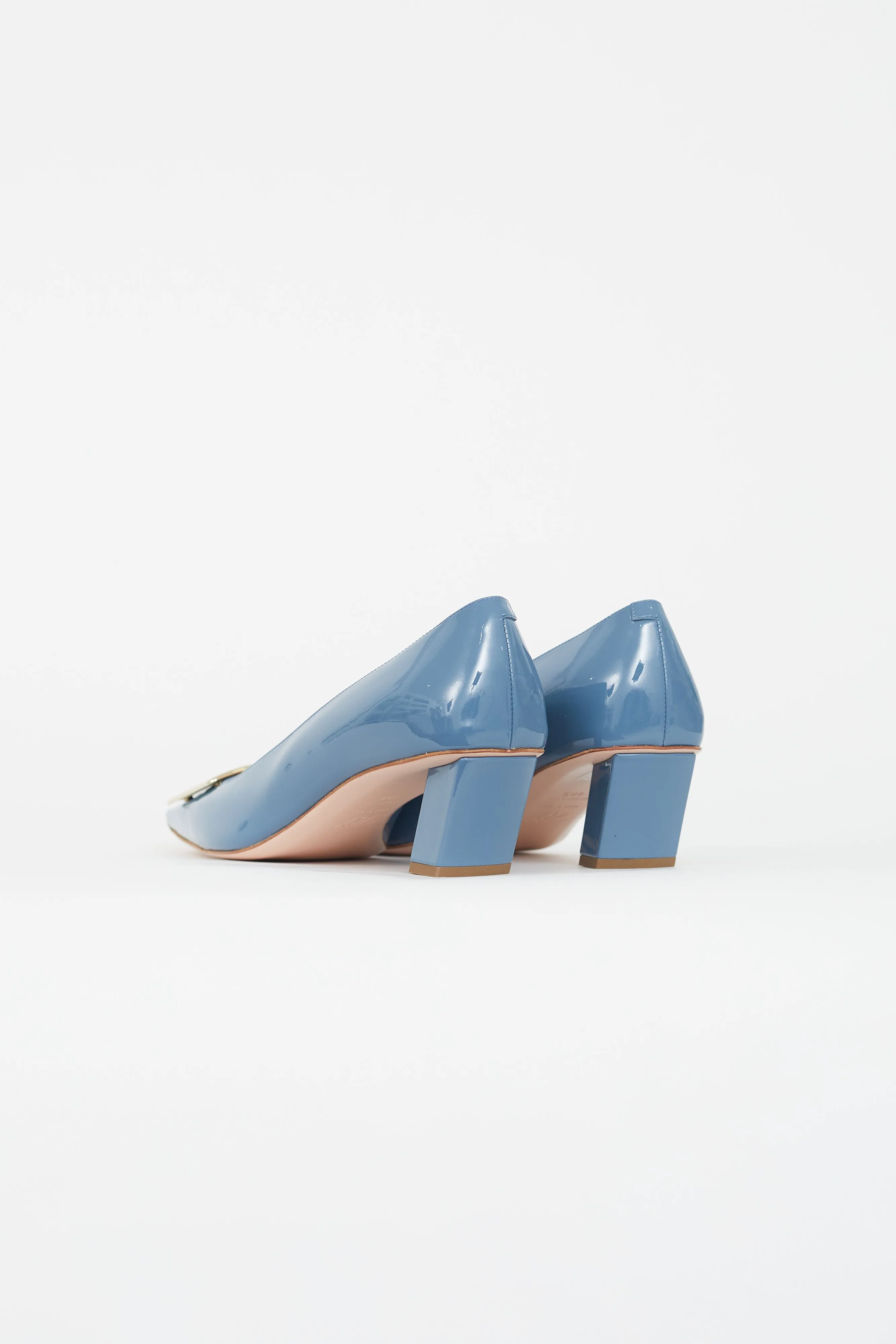 Blue & Gold Patent Belle Vivier Heel
