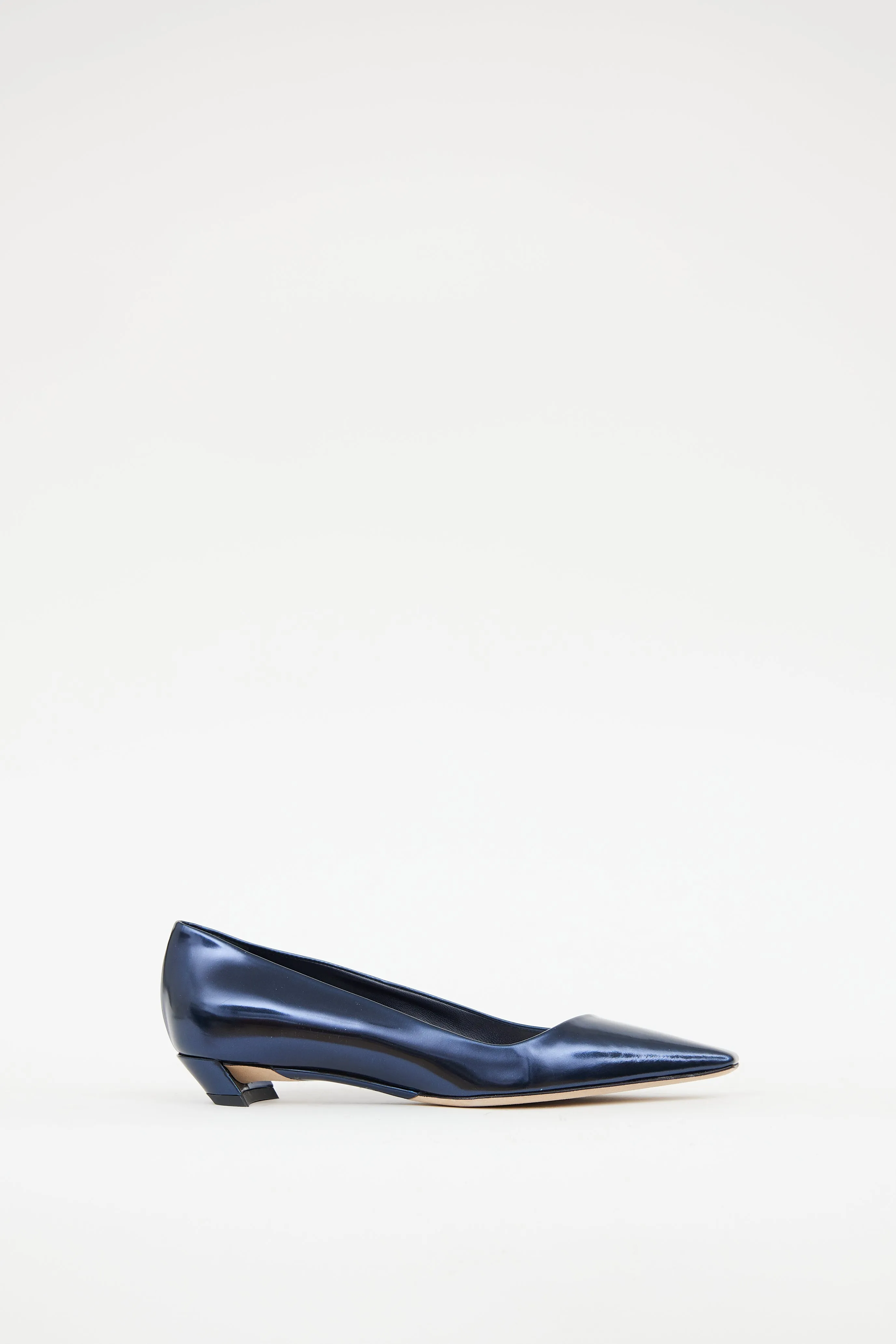 Blue Leather Metallic Flat
