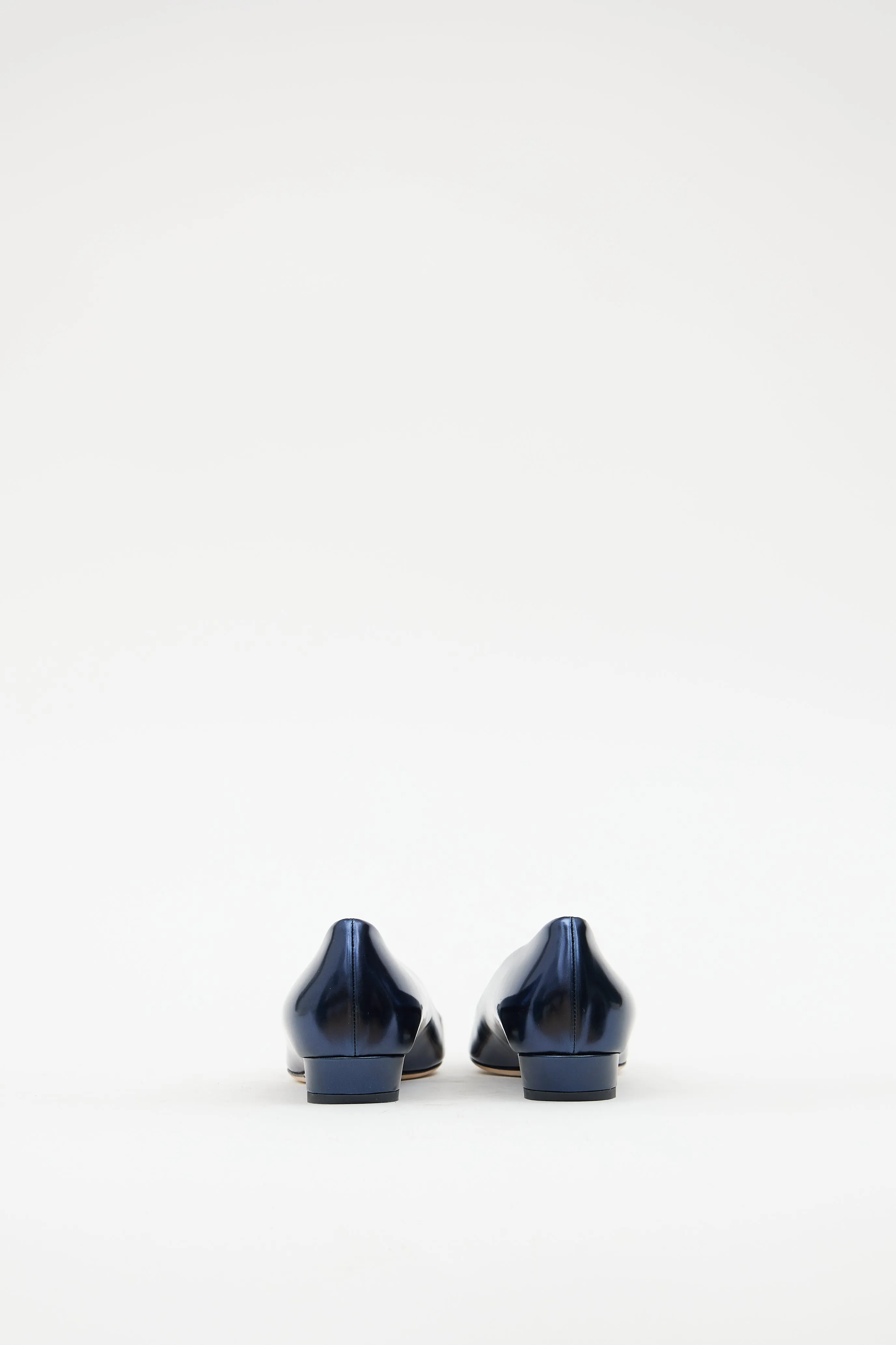 Blue Leather Metallic Flat
