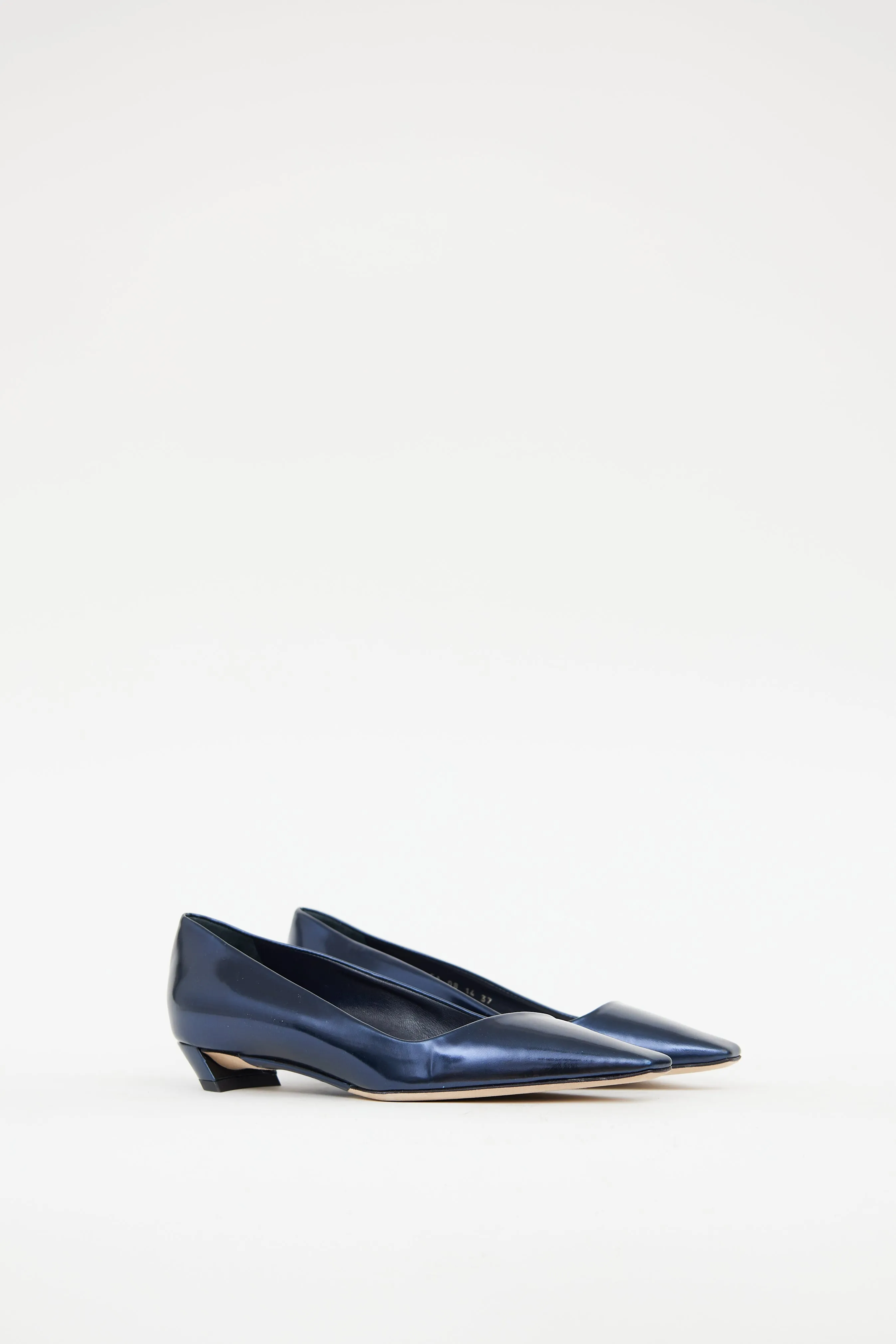 Blue Leather Metallic Flat
