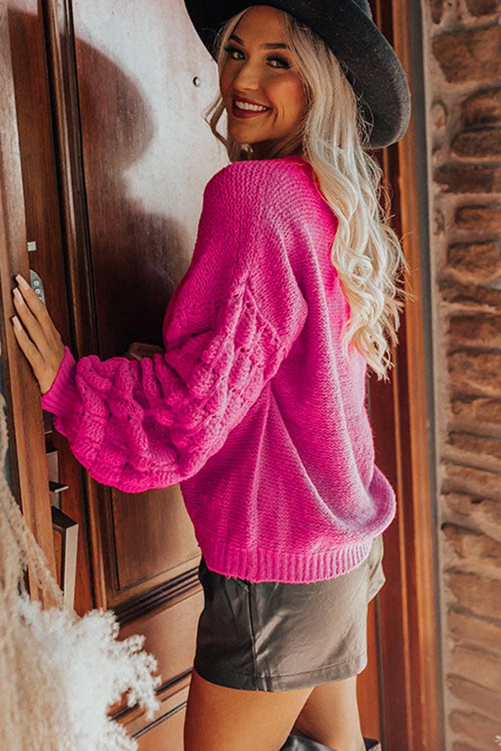 Bubble Sleeve Knit Sweater