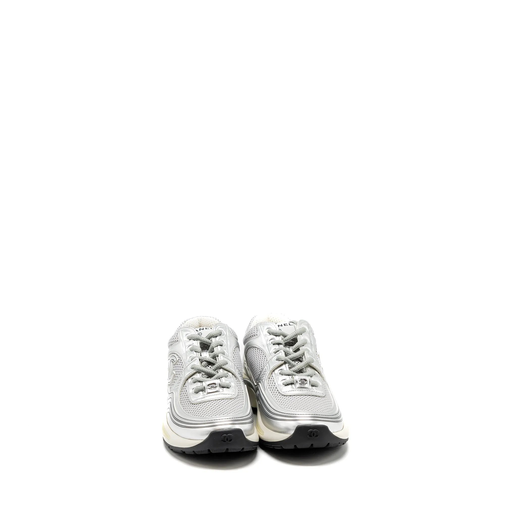 Chanel 23C size 38 metallic trainer / sneakers silver multicolour