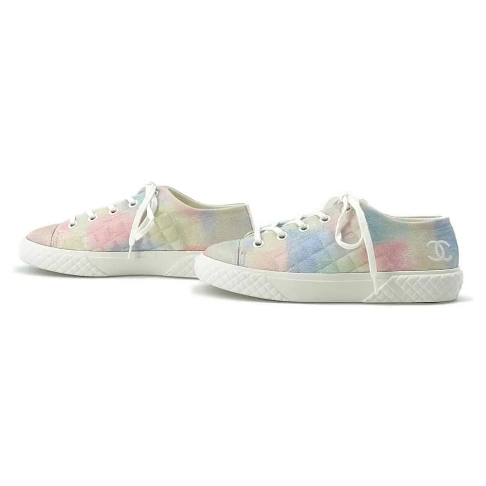CHANEL CC Logo Matelasse Sneakers Multicolor G38278 Canvas Size 38C