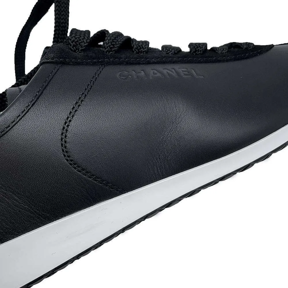 CHANEL CC Logo Sneakers Black G45714 Calf Leather suede Size 36