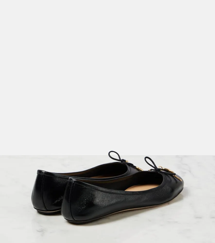 Chloe Iris bow-detail leather ballet flats