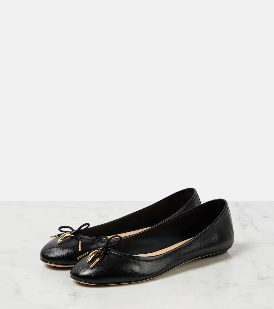 Chloe Iris bow-detail leather ballet flats