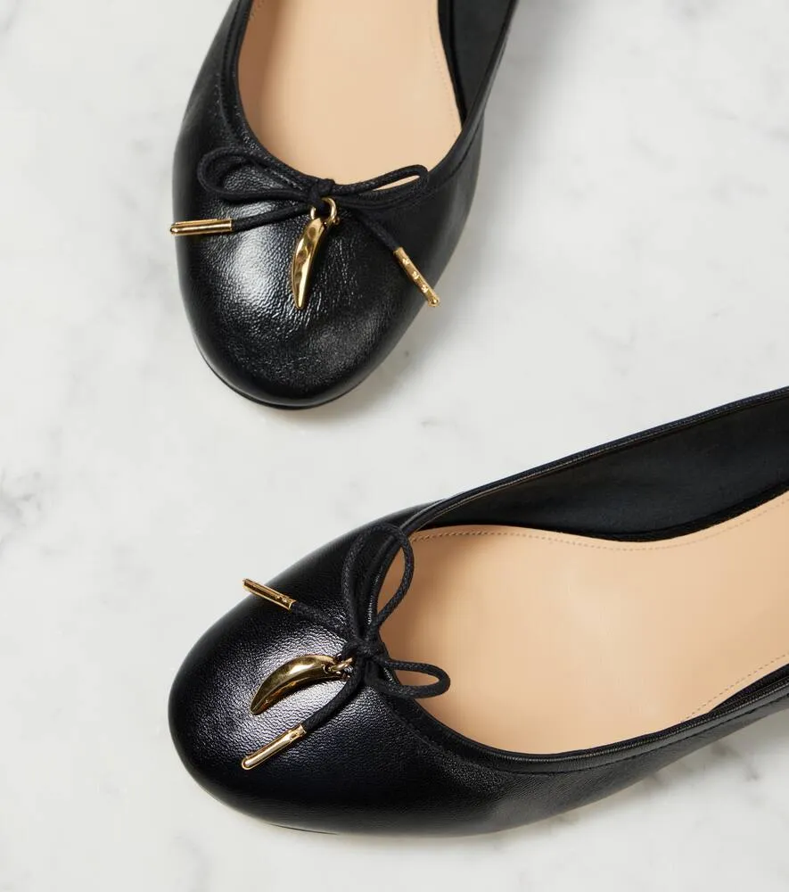 Chloe Iris bow-detail leather ballet flats