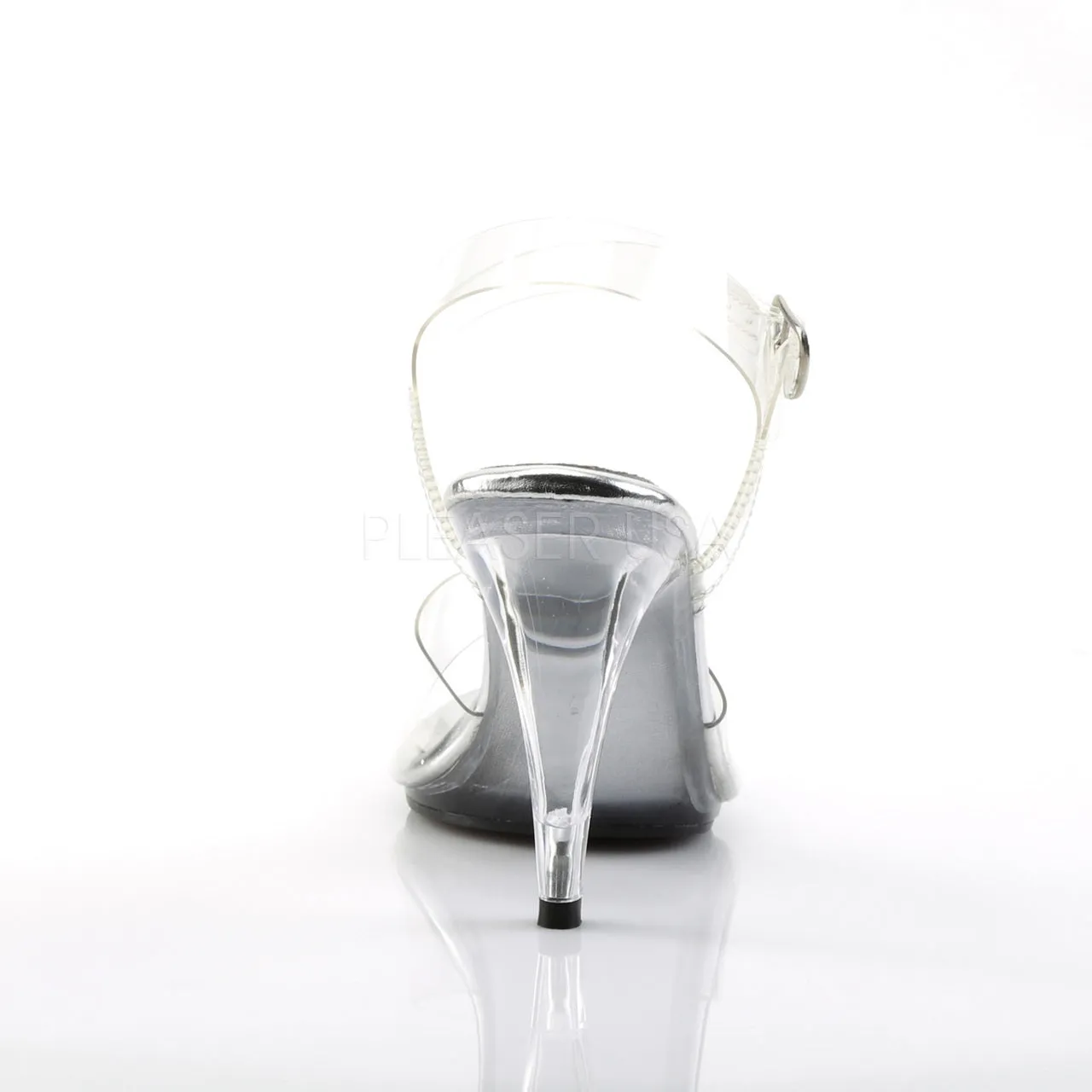 Clear 4" Heel Ankle Strap Sandal