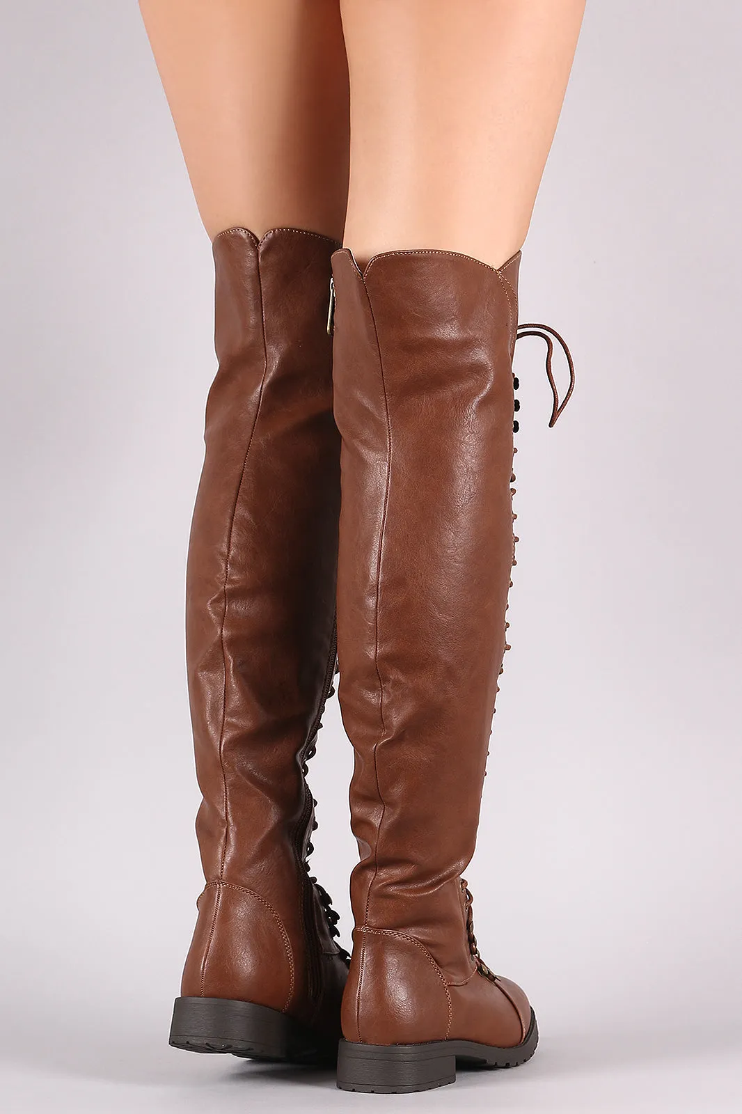 Combat Lace Up Over-The-Knee Boots