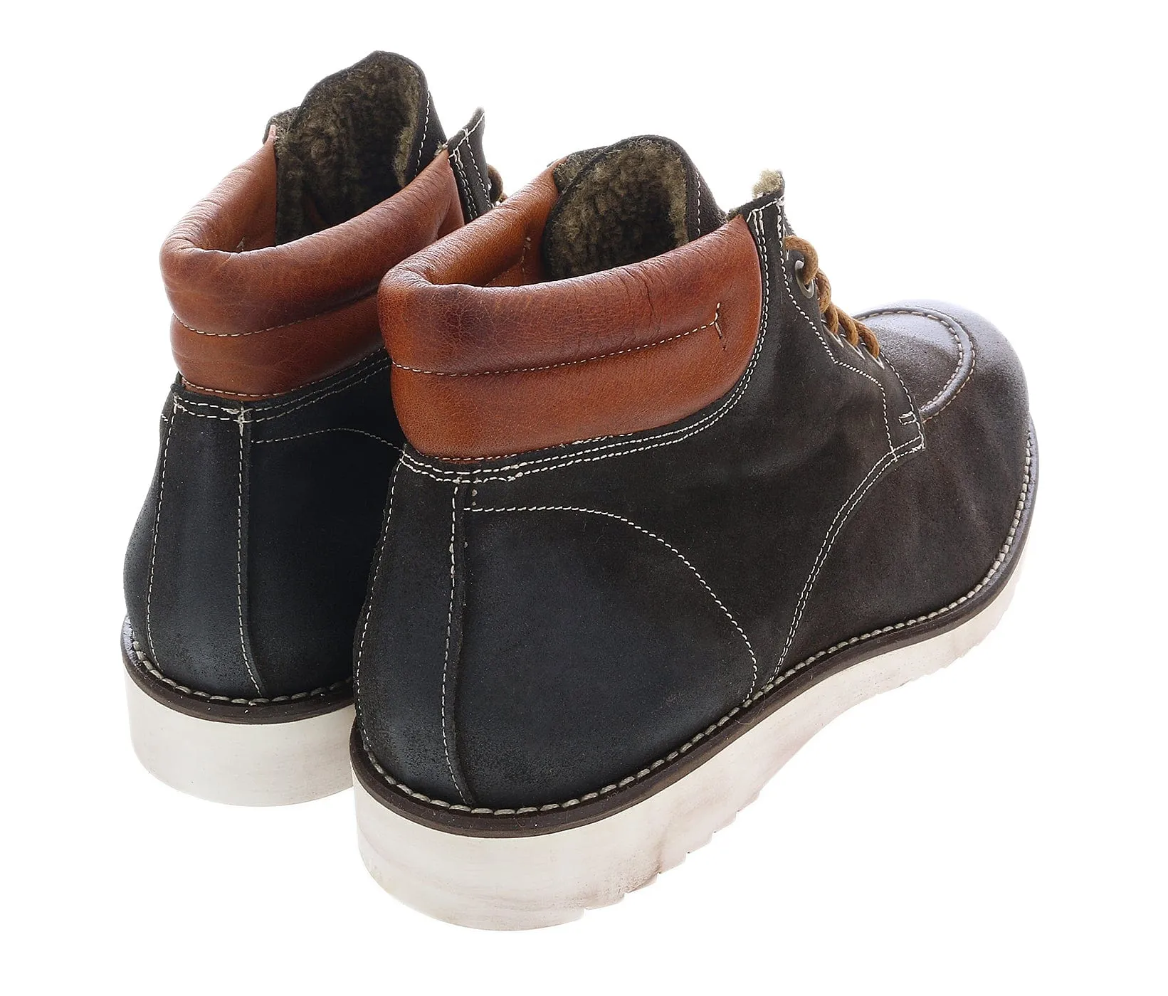 DANIELA FARGION Dark Brown Suede Reinforced Lace Up Ankle Boots-