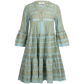 Ella Midi Dress - Beige/Light Blue