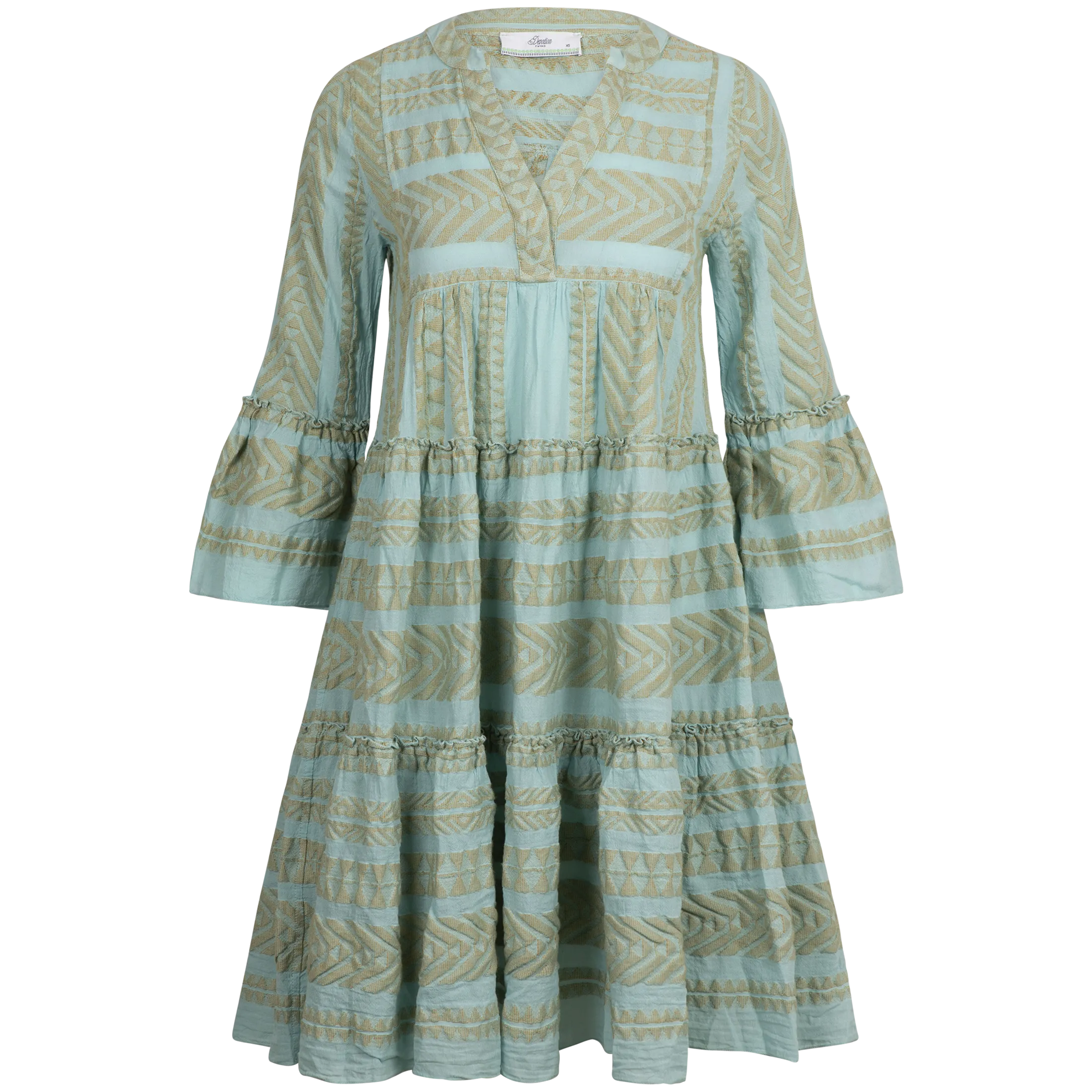Ella Midi Dress - Beige/Light Blue