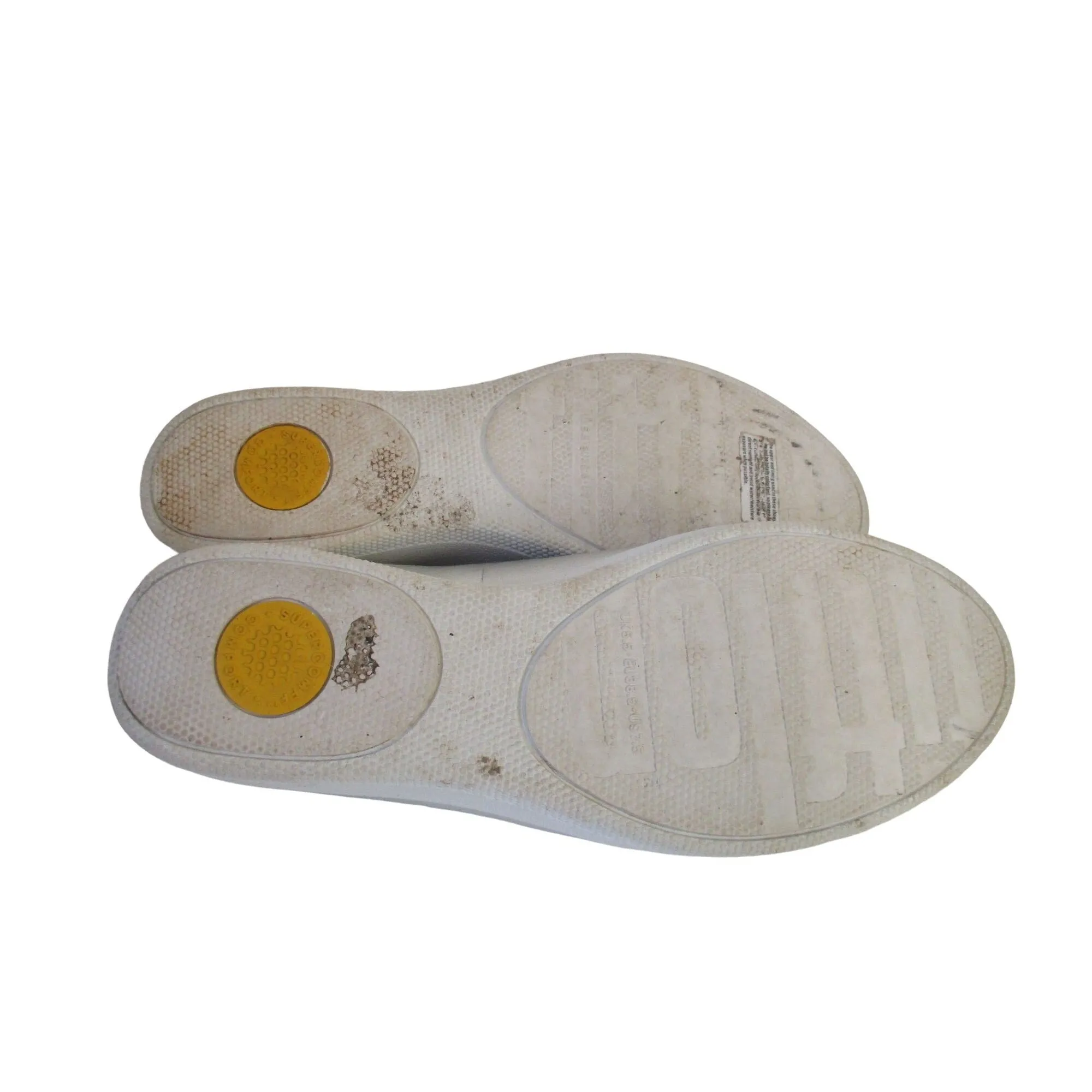 FitFlop silver leather, size 7, flats with white rubber soles