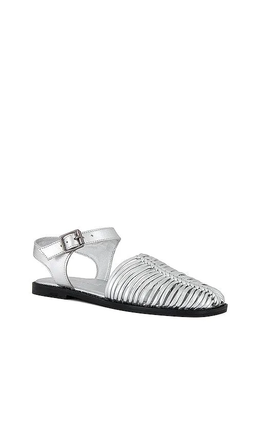 Free People Frankie Fisher Flat in Metallic Silver