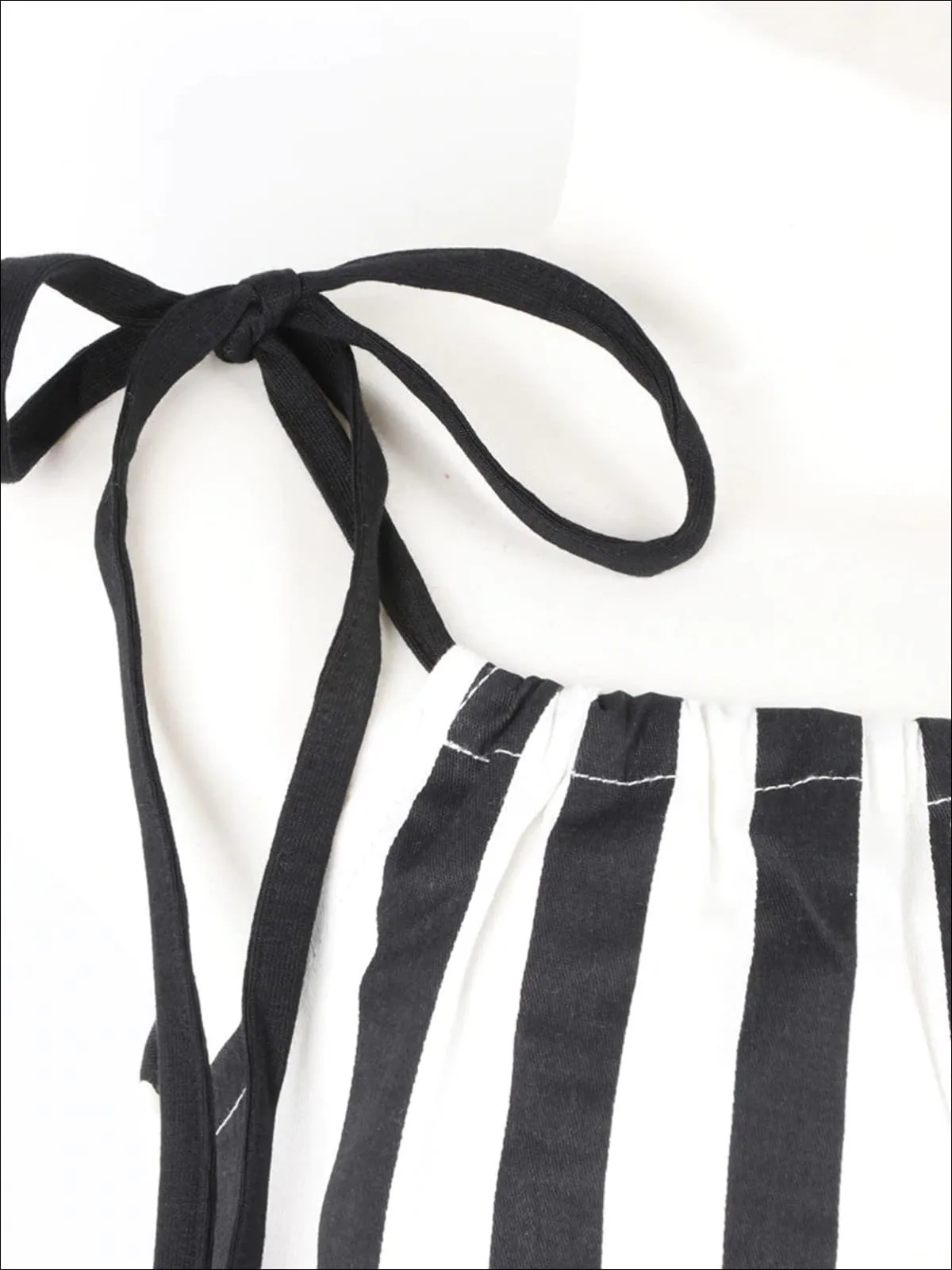 Girls Striped Spaghetti Strap Blouse And Black Tutu Skirt Set
