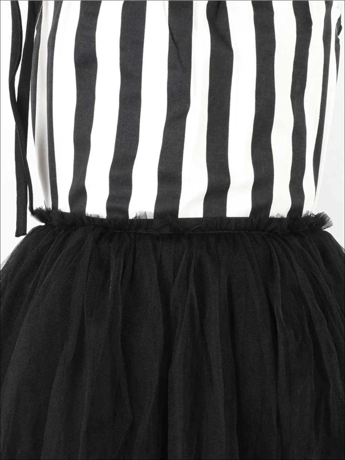 Girls Striped Spaghetti Strap Blouse And Black Tutu Skirt Set