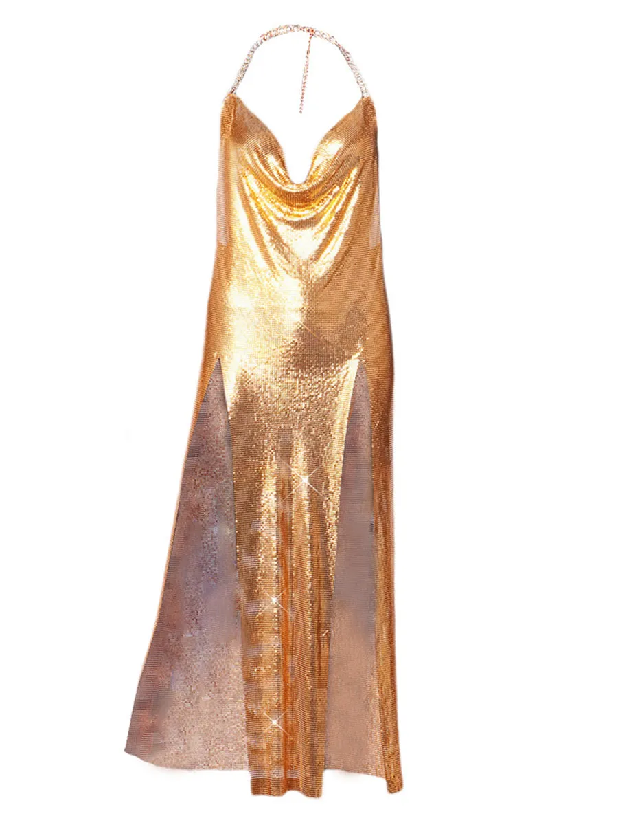Gold Chainmail Halter Dress