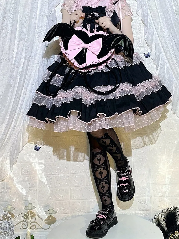 Gothic Lolita White/Black Over Knee Stockings