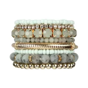 Light Mint Stackable Beads Bracelet Set