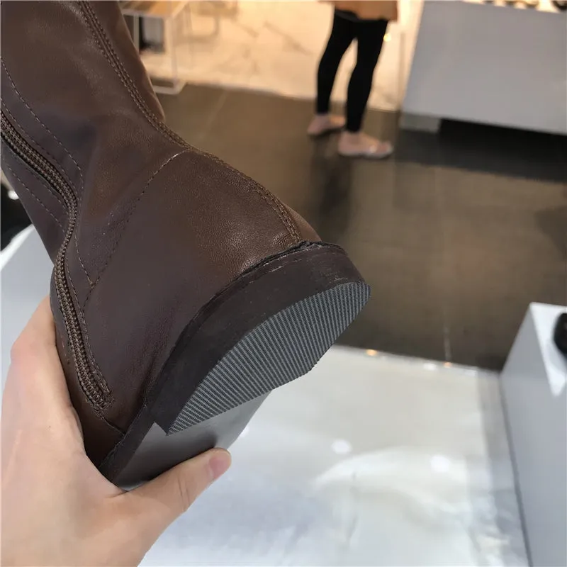 LUXE SEVEN DESIGN SOFT LEATHER ANKLE BOOTS