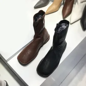 LUXE SEVEN DESIGN SOFT LEATHER ANKLE BOOTS