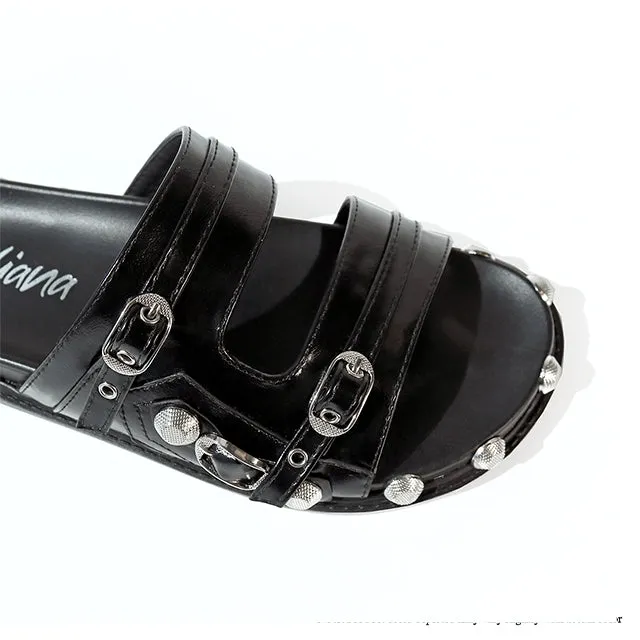 MEIZI-1 STUD SANDAL - BLACK