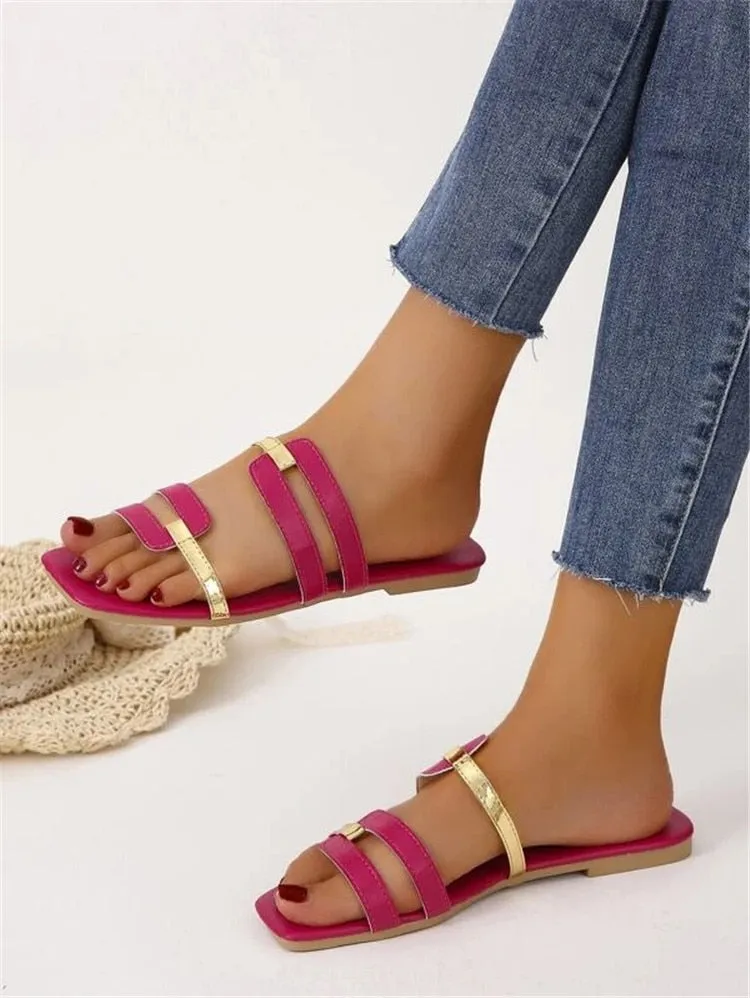 Metallic Leisure Flat Sandals