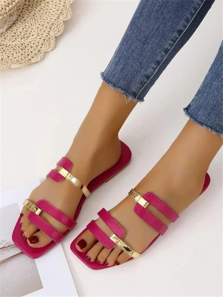 Metallic Leisure Flat Sandals