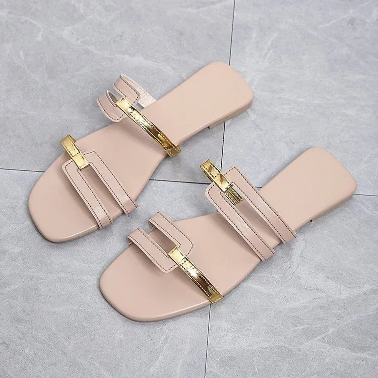Metallic Leisure Flat Sandals