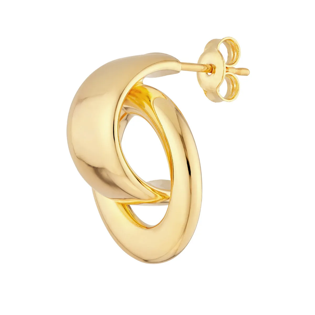 Polished Door Knocker Hoop Earrings - 14K Yellow Gold - by Dazyle