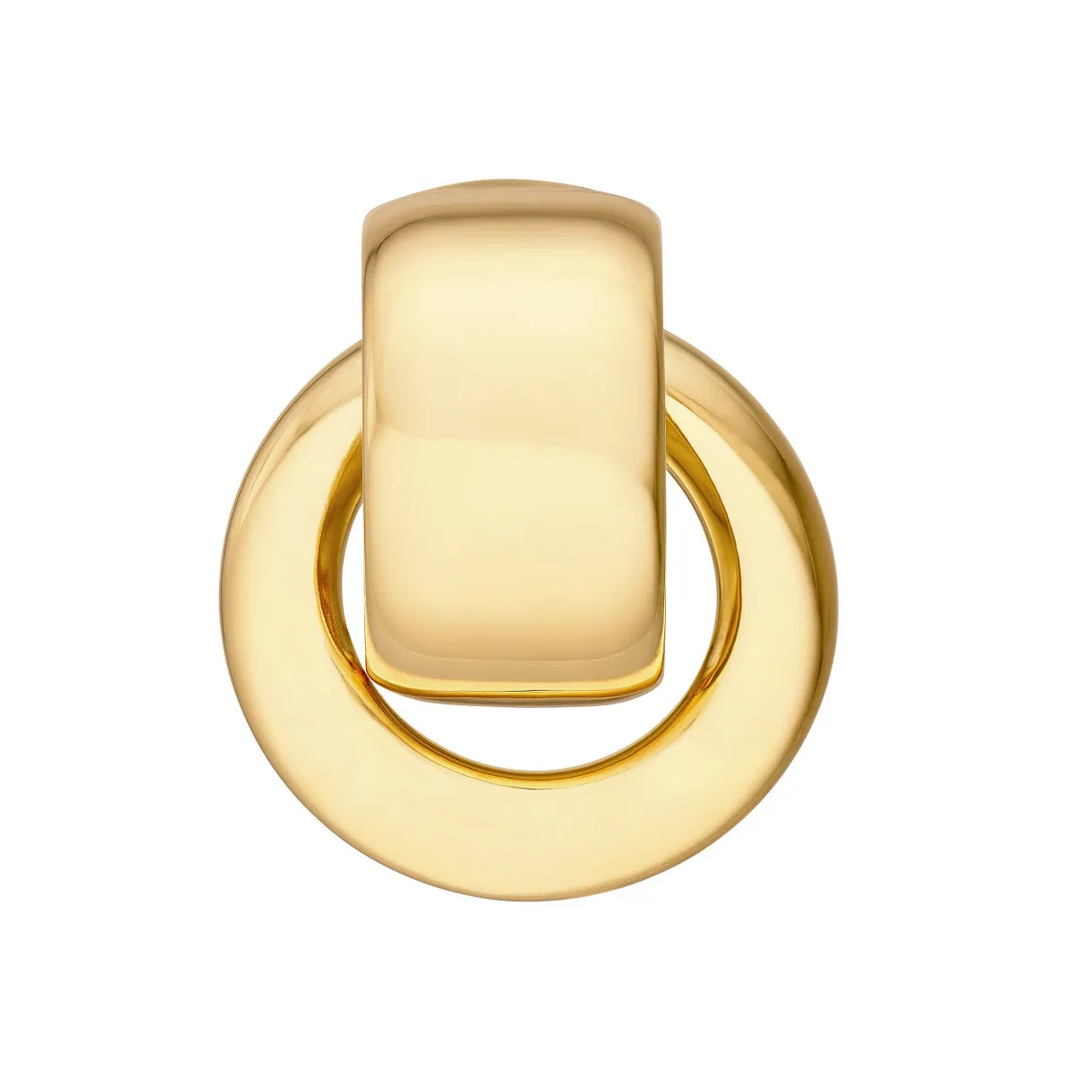 Polished Door Knocker Hoop Earrings - 14K Yellow Gold - by Dazyle